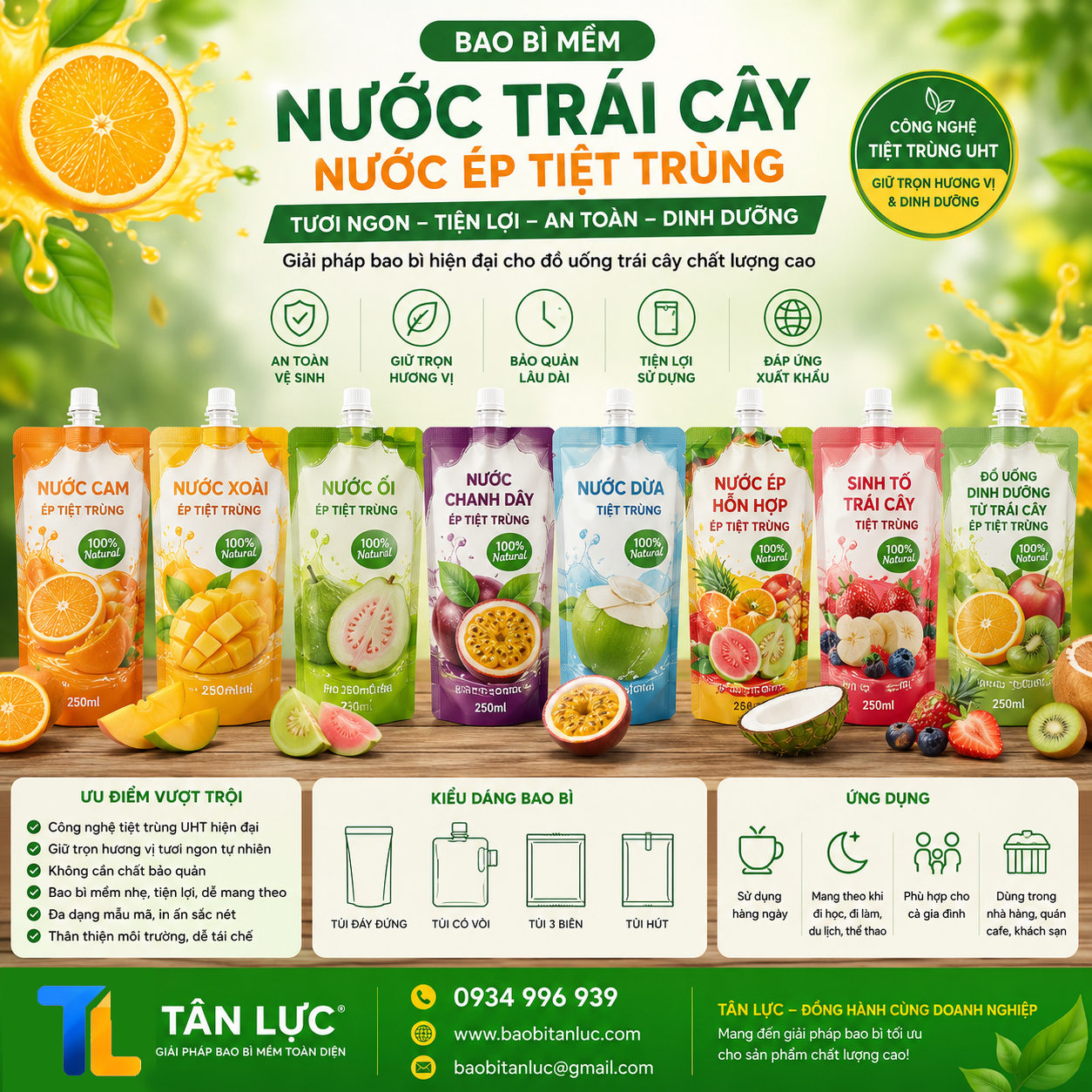 Túi nước trái cây chịu nhiệt độ cao